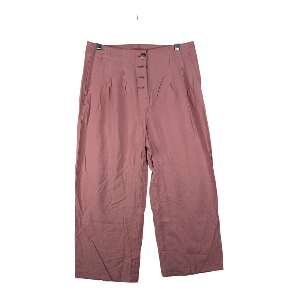 Loft High‎ Waist Button Fly Wide Leg Pants size 4 Pink